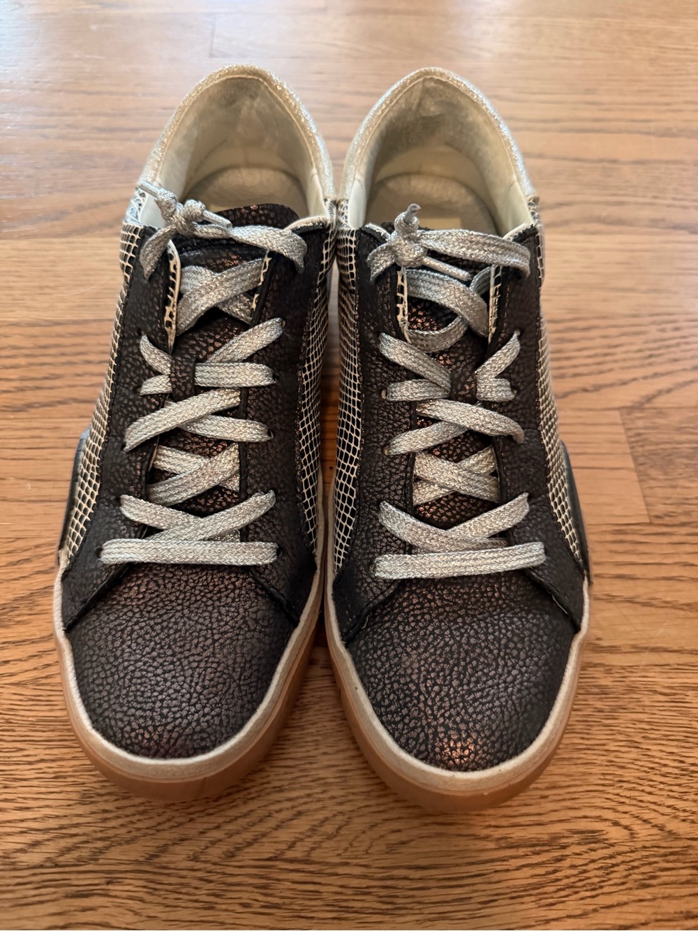 Dolce Vita Black and Silver Low-Top Sneakers